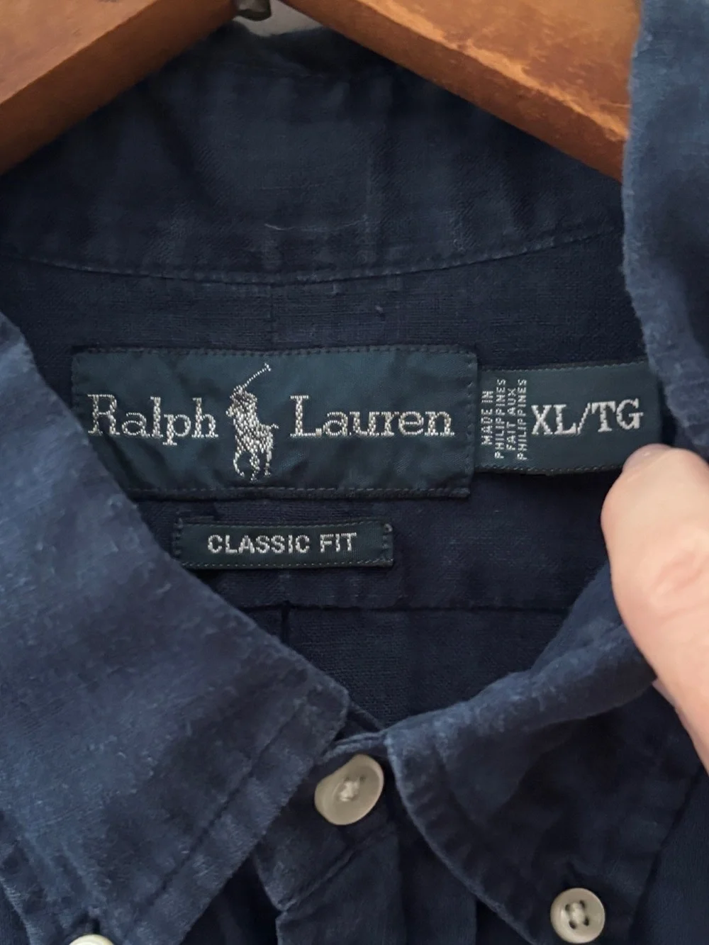 Polo Ralph Lauren Mens Classic Fit Linen Short Sleeve Shirt XL Button Down Navy